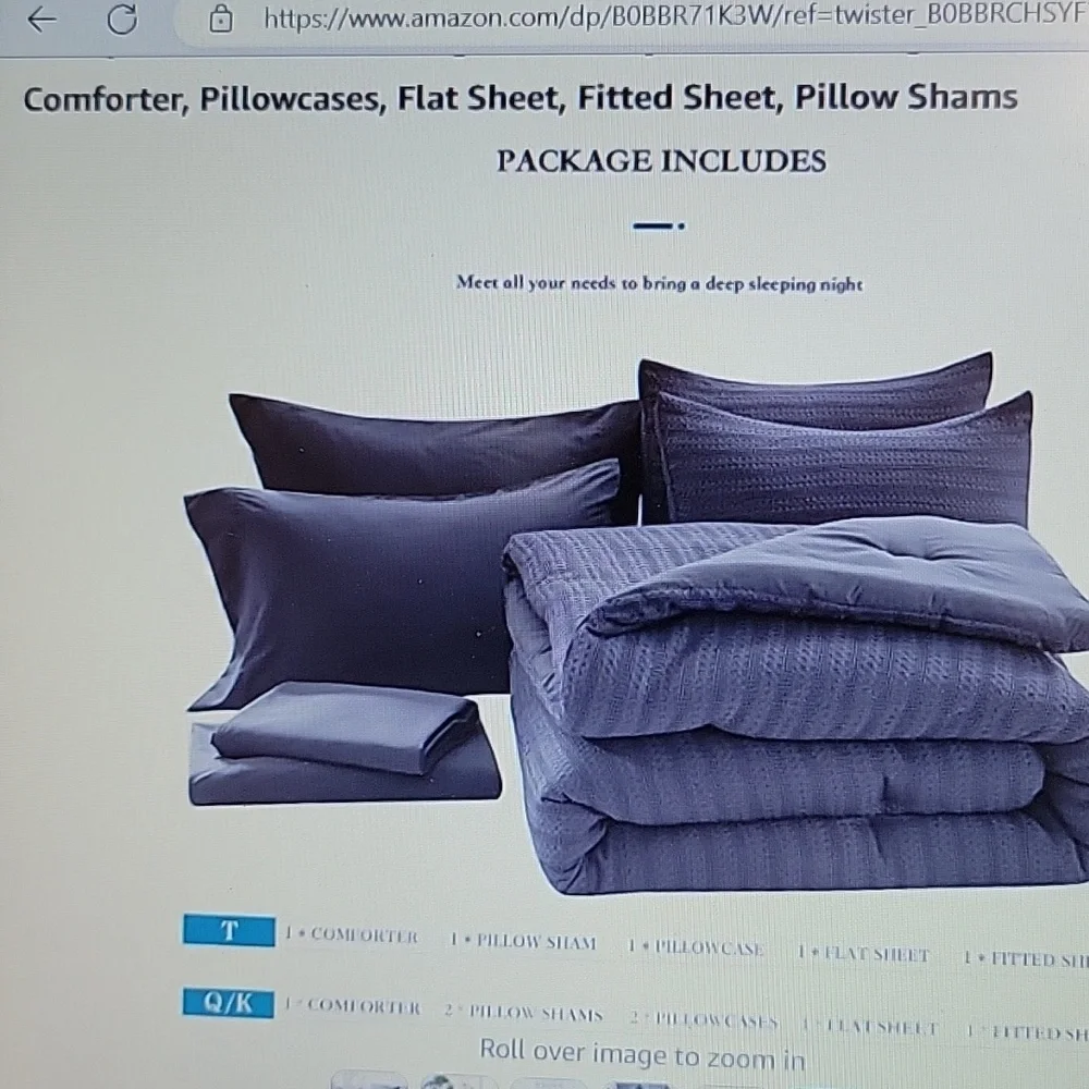 Newspin Dark Gray Waffle Comforter set Queen 7pc bed in bag All Season NEW …